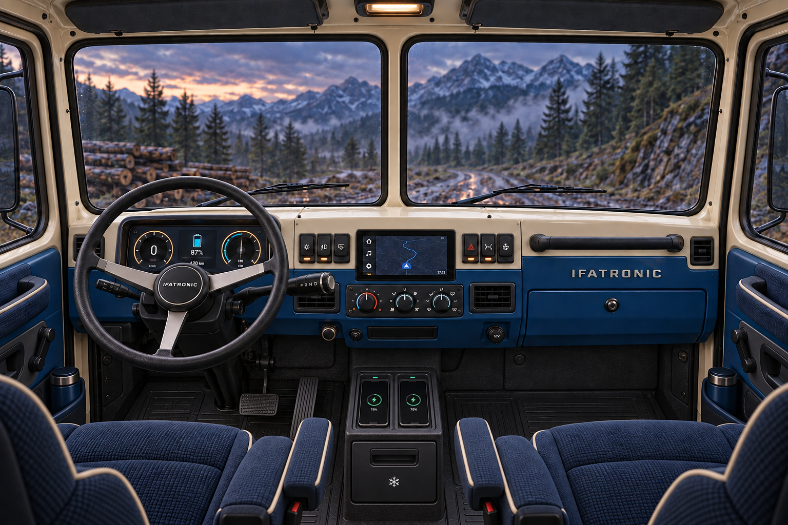 Interior of the electric IFATRONIC utility truck